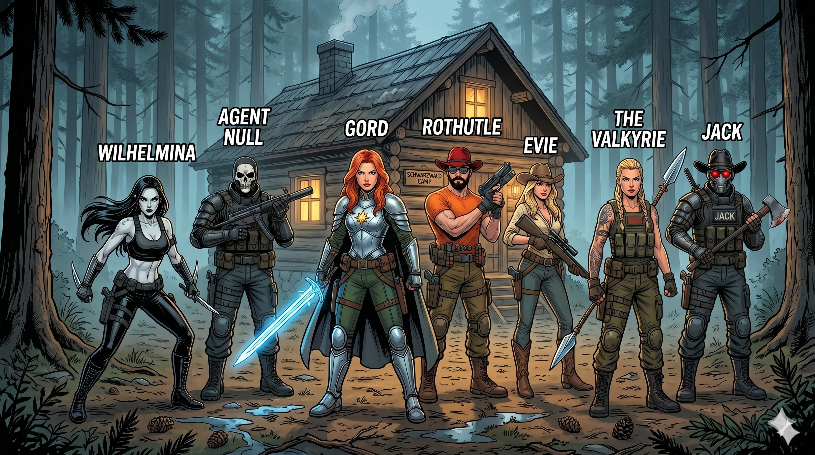 Seven Black Forest Commandos in Black Forest