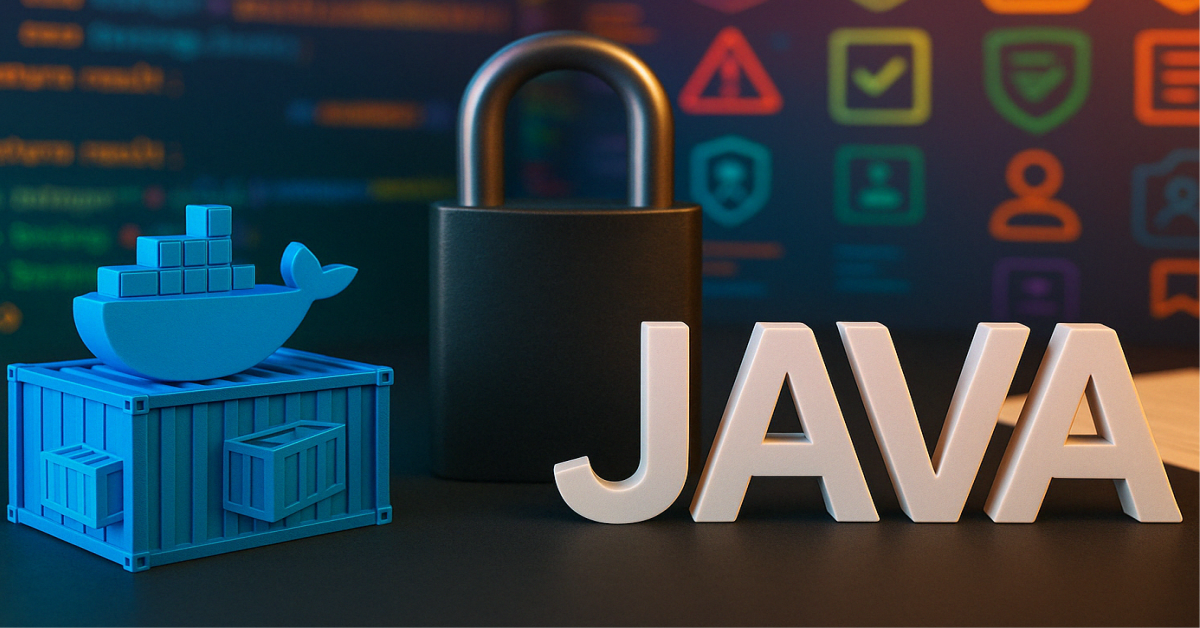 Java and Docker security imagery from the JAVAPRO article.