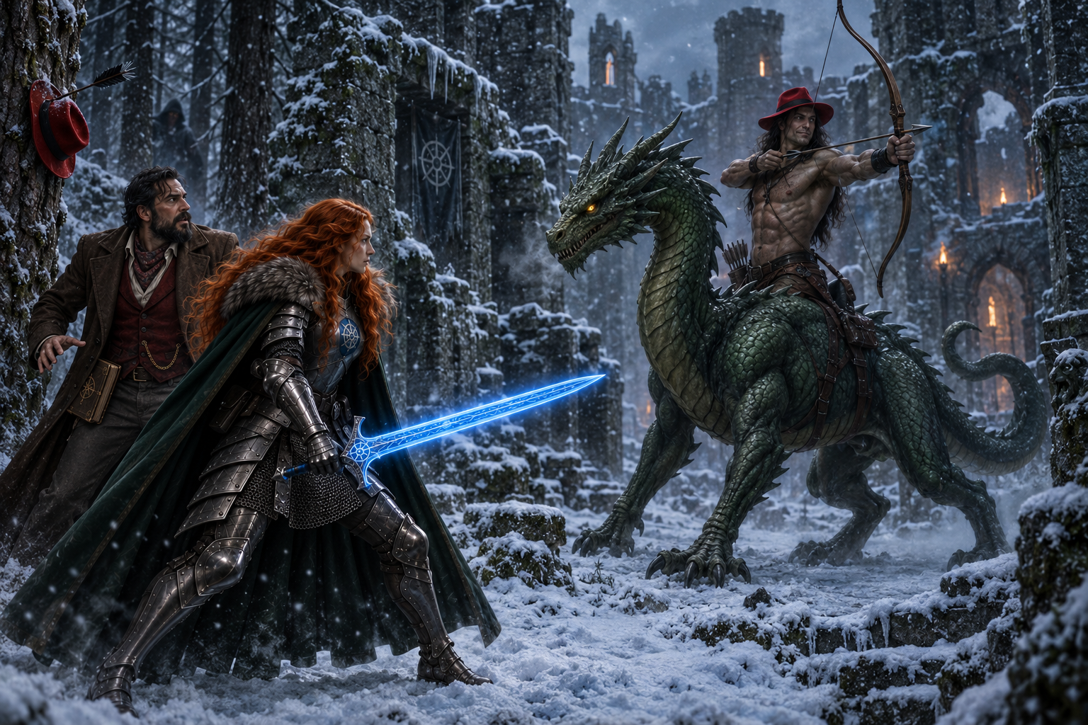 They meet a dragon-archer on the way to Schattenburg
