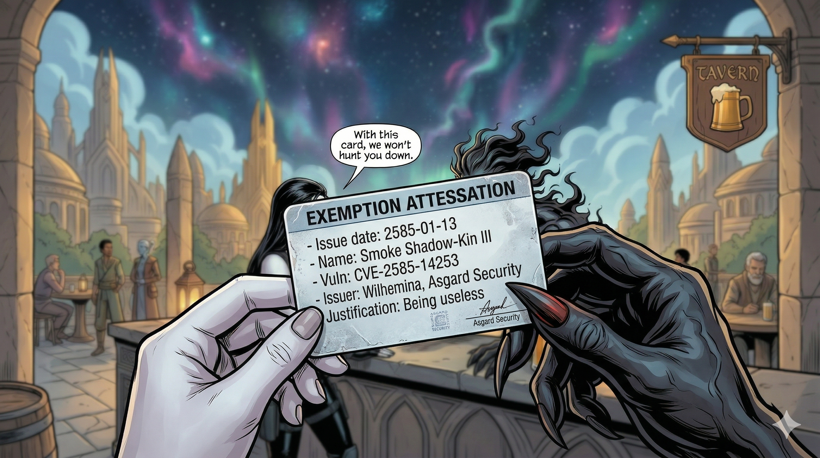 Mina issues a card and gives it to the CVE
